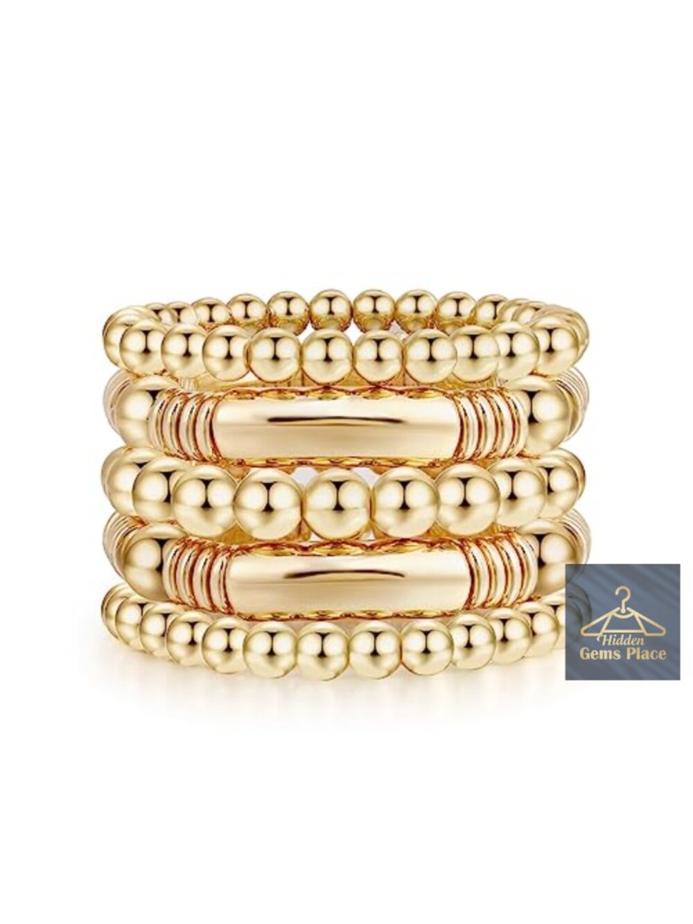 14K Gold Plated Bead Ball Stretchable Bangles Bracelet